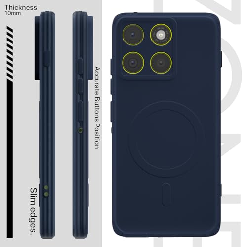 Image of Pikkme Back Cover for Motorola Moto Edge 70 5G Soft Matte Silicone Mag-Safe Design (Mag-Safe Not Support) Camera Protection | Slim Fit Bumper Cover (Blue)