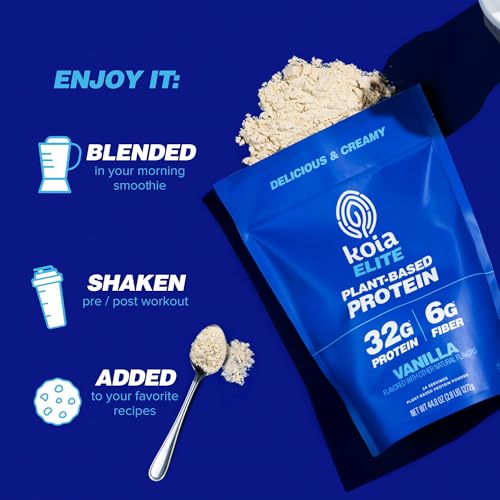 Image of Koia Plant Based Protein Elite Powder, Vanilla, 32g Protein, 4g Sugar, 6g Prebiotic Fiber, Pre & Post Workout, 21 Vitamins & Minerals, Dairy-Free, Gluten-Free, Non-GMO, 24 Servings, 44.8 Oz