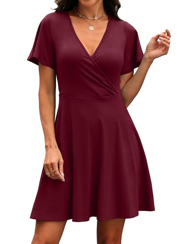Image of RUMIA Women Casual Dresses Wrap V Neck Dress A-Line Summer Sundress Fashion