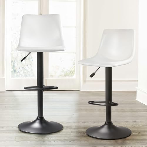 Image of Waleaf Adjustable Bar Stools Set of 2, Modern Faux Leather Swivel Barstools