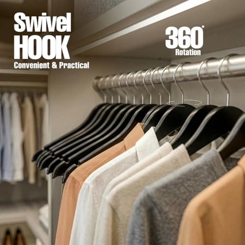 Image of Utopia Home Premium Wooden Hangers 30 Pack - Durable & Slim Coat Hanger - Suit Hangers with 360-Degree Rotatable Hook - Wood Hangers with Shoulder Grooves (Black)