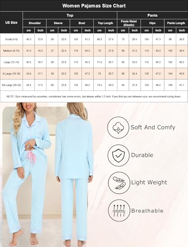 Image of Pjmlifecoco Pajamas Set Long Sleeve Womens Button Down Sleepwear Two Piece Nightwear Soft Pj Lounge Sets S-XXL