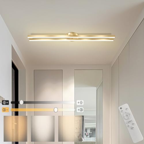 Plafonnier LED variable doré de 60cm avec sa télécommande pour salon moderne