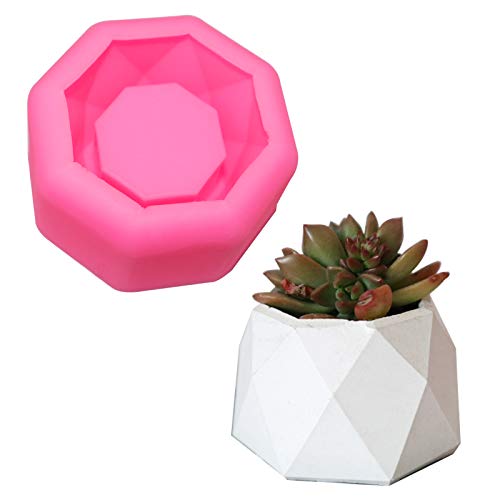 1 Pack Silicone Molds Flower Pot Molds Fondant Cake Molds Candle Holder Molds (Octagon) #TOP6