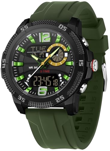 Montre analogique et numérique homme avec 3 fuseaux horaires findtime