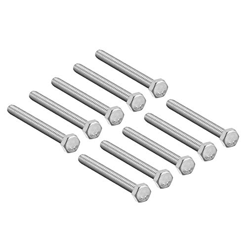 10 Pcs M5 Hex Bolt M5-0.8 x 50mm UNC Hex Head Screw Bolts A2-70(304) Stainless Steel Fully Threaded Hex Tap Bolts，Plain Finish，Fully Threaded (M5 x 50mm)