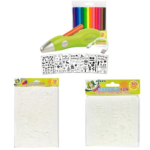 JOLLY Bundle Airbrush Fun, 20-teiliges Set, grün Airbrush Schablone Erweiterungsset 12 Stück Airbrush Schablone Erweiterungsset 30 Stück