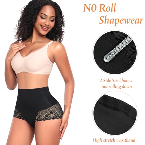 Image of Werena Tummy Control Shapewear Panties for Women High Waisted Shaping Underwear Lace Body Shaper Girdle