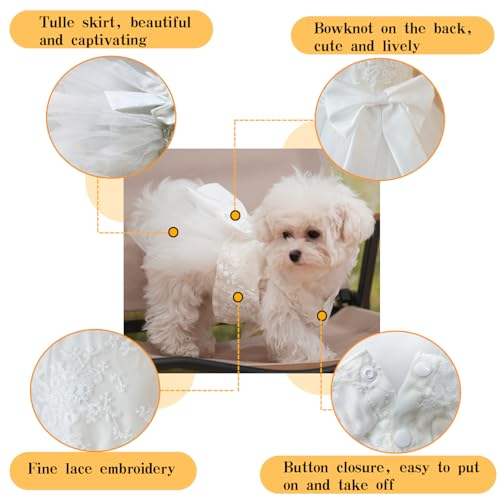 Dog Dress Wedding Outfits, Princess Lace Tutu Strappy Skirt for Female Puppy Small Medium Dogs Girl Cats Costume (Embroidery Dress, X-Small) - Image 4