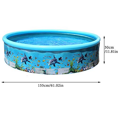 Mona43Henry Banheira inflável de plástico rígido com cachimbo redondo rígido para crianças, adultos,