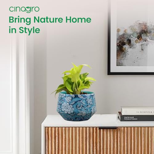 Image of CINAGRO Metal Flower Vase Planter Pot, Pots for Plants, Plant Pots for Home Decoration, Succulent Pot, Indoor Planter Garden Decor Style: Mystic Meadow