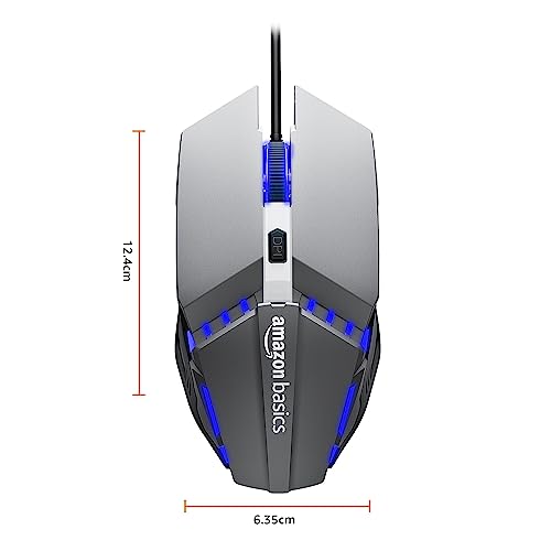 Image of amazon basics Wired Gaming Mouse with RGB LED, Lightweight and Durable Design, DPI Up to 2400, Compatible with Windows and MAC