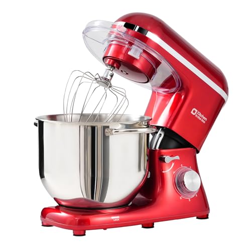 Kitchen in the box Impastatrice Planetaria, 7,5 Litri Impastatrice Professionale 1400W, 6 Velocità con Uncino Impastatore, Mescolatore e Frusta Sbattitrice (Rosso)