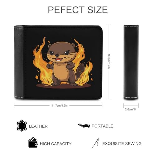 Angry Fire Otter Fashion Bifold Wallets for Men Women Slim & Thin Credit Card Holder Wallet Purse2