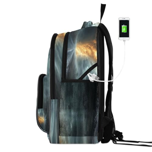 Water-Resistant Black Tornado Backpack - Lightweight Laptop Backpack with 15.6" Compartment, Durable Commuter Backpack for Work & Outdoor（481）2