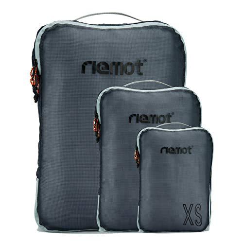 Preisvergleich Produktbild riemot Packtaschen Packwürfel Gepäck-Organizer Kleidertaschen Reisetaschen für Rucksack und Koffer Set 3-teilig Dunkelgrau