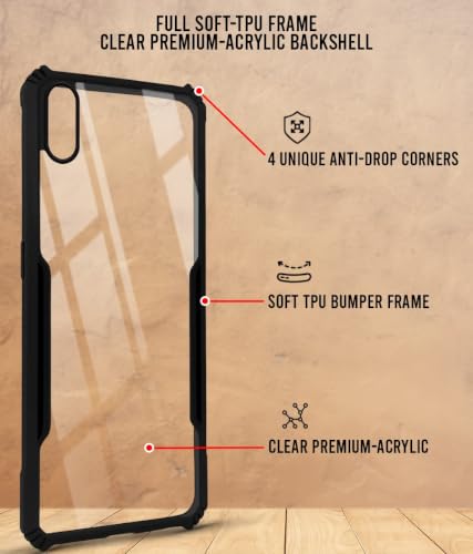 Image of Jkobi Hybrid Back Cover Case for Apple iPhone Xs (Shockproof with Polycarbonate Clear Panel | Professional Black)