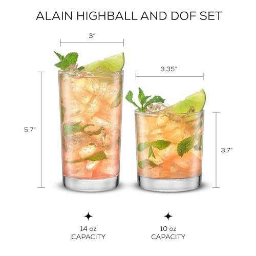 image for JoyJolt Alain Drinking Glasses Set of 8 Glass Tumblers. Highball 14oz 