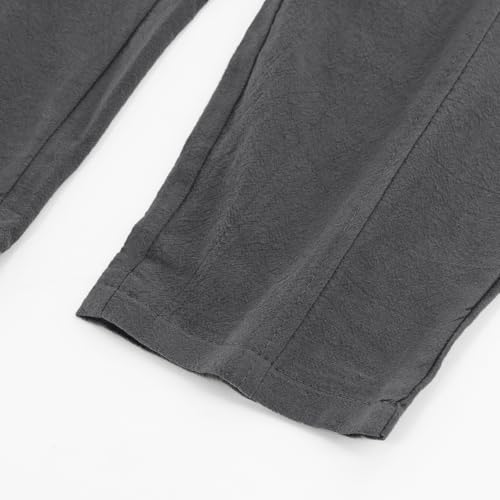 Men's Linen Drawstring Pants for Beach, Summer Causal Baggy Linen Nine-inch Pants Lightweight with Side Pockets4