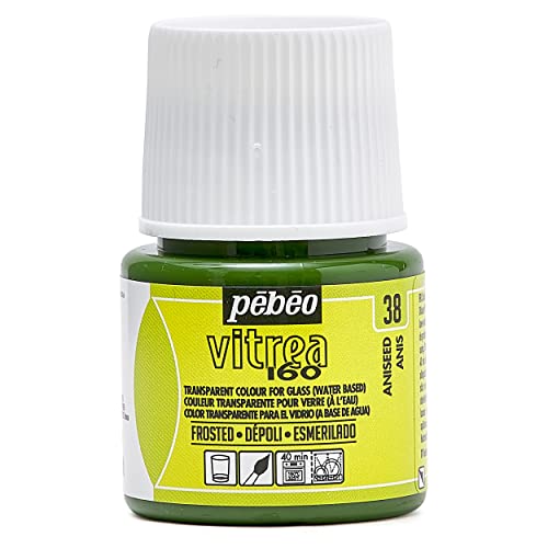 PEBEO Pebeo Vitrea 160 Glass Paint - Water-Based Transparent High-Gloss Color Paints for Glass, Non-Toxic & Heat Safe, 45 ml Bottle, Aniseed (112038)