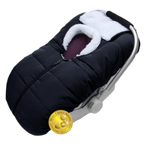 Image of Mom's Choice Awards Winner-TSAYAWA Winter Baby Infant Car Seat Cover-Keep Babies Warm Carseat Bunting Bag/Blanket for Newborn-Cold Weather Insulated Windproof Carrier Canopy for Travel (Black)