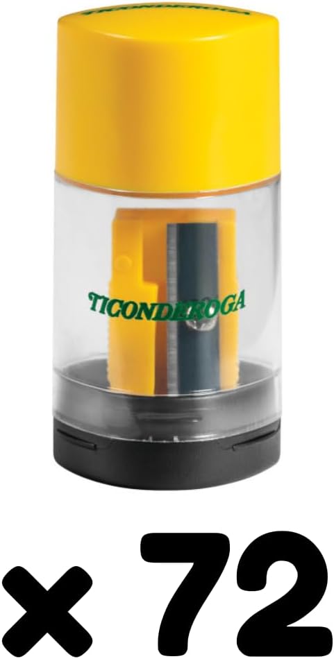 Ticonderoga Duo 2-in-1 Sharpener & Eraser, 2.125" x 1.125" x 1", Yellow/Green, School Class Pack of 72