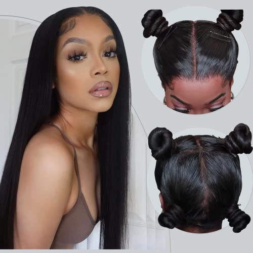 Full Lace Human Hair Wigs,Straight Lace Front Wig Full Lace Wig Human Hair 100% Remy Hair 130% Density Pre-Plucked With Super Nature Baby Hair (Nature Black Color,20inchï¼‰ ã€FULL LACE WIG SPECIALTY STOREã€‘