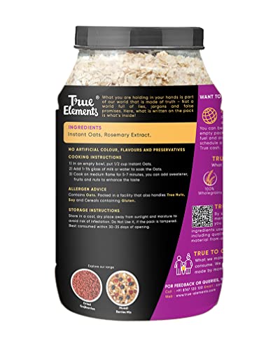 Image of True Elements Instant Oats 900g | Ready in Minutes | High Fibre Wholegrain Oats | Nutritious Breakfast