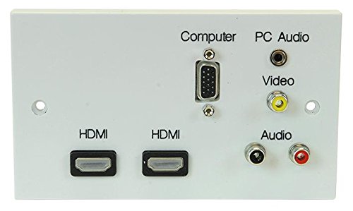 PRO SIGNAL 2 Gang Multimedia Wall Plate - 2x HDMI, VGA, Phono Audio/Video, 3.5mm Jack - UK AV Faceplate - PELR0067