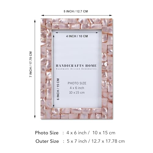Image of Handicrafts Home 4x6 Picture Frames Pack of 2 - Mother of Pearl Collection Handcrafted Photo Frames, Perfect for Wall & Tabletop Display, Ideal Home Decor Gift