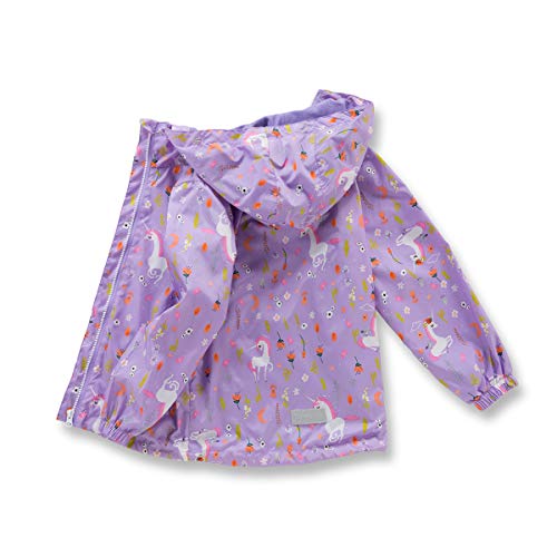Image of MGEOY Girls Rain Jacket Lightweight Waterproof Hooded Cotton Lined Raincoat Windbreaker for Kids Size 4-12 Years