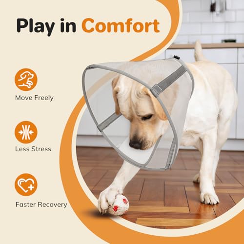 Image of Breathable Mesh Dog Cone Collar for Surgery, Soft Elizabethan Recovery Alternative to Stop Licking,Pet Neck Collar for Large Medium Small Breeds, XS