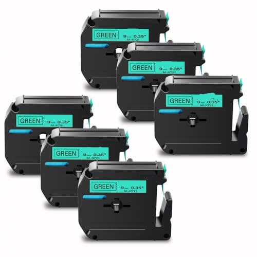 ���x���e�[�v 1PK 6PK M-K231 MK231 M231 ���n�ɍ� 12mm PT-100 PT-65 �ƌ݊�������(6PK Black on Green)