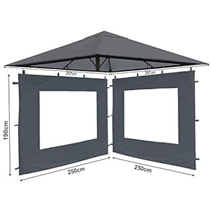QUICK STAR Set vervangend dak en 2 zijpanelen voor tuin paviljoen 3x3m grijs RAL 7012 antiek paviljoendak vervangende bekleding zijwand