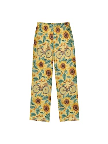 Watercolor Sunflowers and Bicycle Boys Pants for Kids Jogger Pants with Pockets S2