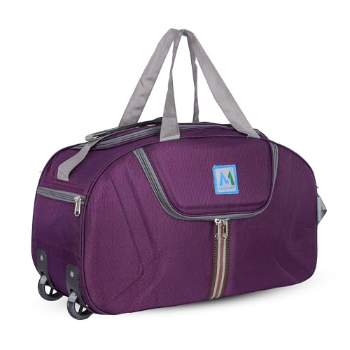 Image of M MEDLER Jerry Duffle Bag | Waterproof Strolley Duffle Bag | 2 Wheel Duffel Bag | Luggage Bag with Adjustable Strap (Purple)
