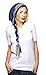 ShariRose Pre Tied Bandana Head Scarf Tichel Lightweight Long Cotton Stripe Wrap (Navy w/ stripe)