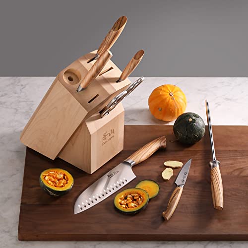 Cangshan Oliv Series 501684 Swedish 14C28N Steel Forged 8-Piece Knife Block Set, Maple #TOP5