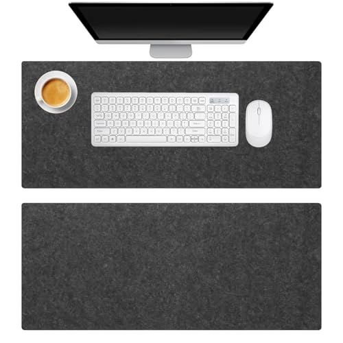 2 vades de escritorio de fieltro de 90 x 40 cm, alfombrilla antideslizante grande para escritorio, alfombrilla de ratón de fieltro grande, alfombrilla de escritorio para oficina y hogar (gris oscuro)
