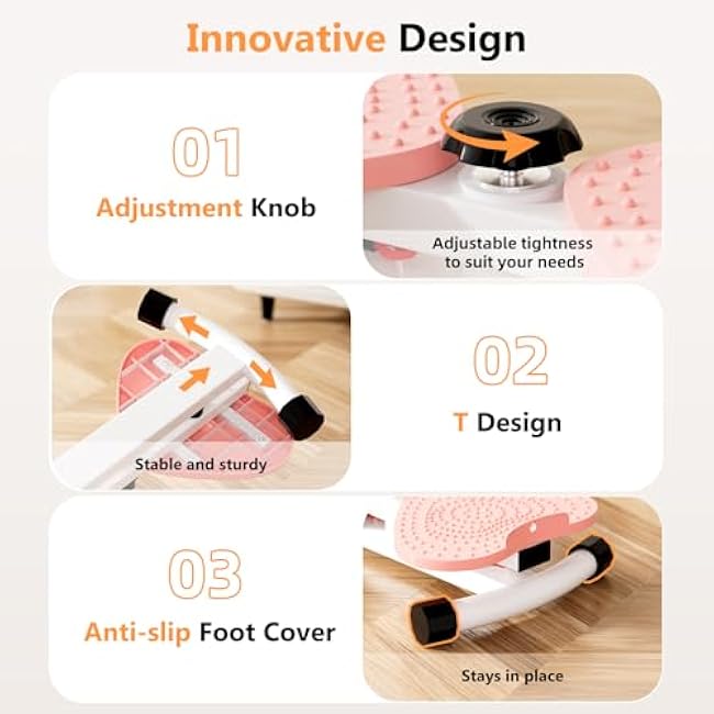 Waist Twister Machine Exercise, Ab Twister Board with 330 lbs Weight Capacity Ultra-Quiet Pilates Board for Women Belly Fat Loss, Noiseless Core Ab Exercise Home Gym Exercise Equipment with Foot Massage for Women Men