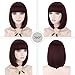 Kalyss Peluca corta Bob para mujer, color rojo vino, aspecto natural, recta,...