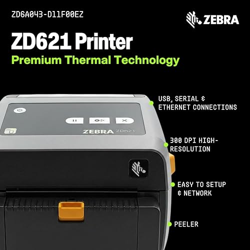 Image of Zebra ZD621 Thermal Shipping Label Printer | 4x6 | No Ink Required