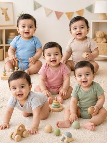 Image of TuddyBuddy 100% Cotton Multi Color Romper /Bodysuit /Onesies for Baby Boys & Baby Girls