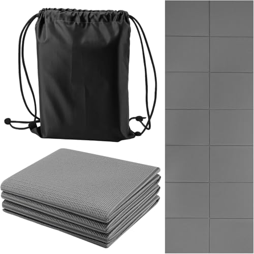 M.J COMFY-LIFE Travel Foldable Yoga Mat 5mm Non-Slip Portable Exercise & Gym Mat for Yoga Pilates Travel & Fitness (Lightweight Water-Resistant Fits Backpack) Unisex (Gray)
