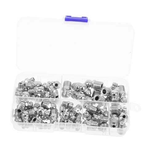MAGICLULU 60 Piezas Lubricado Kit De Reparación De Accesorios De Grasa Kit Surtido De Engrasadores Grasera Hidraulica Accesorios De Engrase Lubricantes Silver Acero Inoxidable