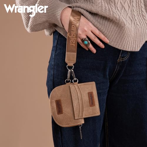 Image of Wrangler KeyChain Wallet Wristlet Wallets for Women Dual Pouch Wristlet with Zipper Womens Credit Card Holder Wallet