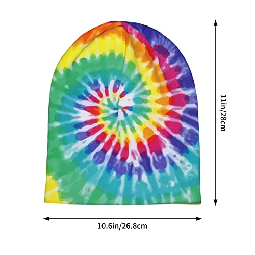 Tie Dye Rainbow Slouchy Cool Beanies Skull Caps For Women Men Running Hat Soft Night Caps For Sleeping Chemo Headwear Winter Summer Warm Hat #TOP6