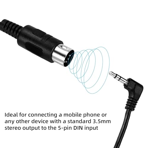 2szt Kabla MIDI Typu A z Wtykiem TRS 3,5mm i 5-Pinowym Męskim DIN, 1,5m Długości Kabel TRS Wielokierunkowy z 5-Pinowym Wtykiem MIDI do Klawiatur Syntezatorów i Systemów DAW (Czarny)