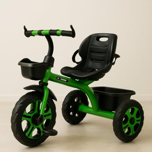 Image of Maanit Kids Tricycle with Rear & Front Basket | Comfortable Cushioned Seat with Safety Belt | Baby Trike for Boys & Girls Ages 2 to 4 Years | Sturdy & Safe Tricycle