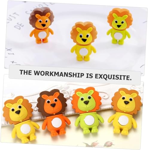 Image of AK Store (Pack of 4) 3D Cute Cartoon Shape Rubber Pencil Erasers, School Stationery for Kids, Boys Girls, Birthday Return Gifts (Lion)